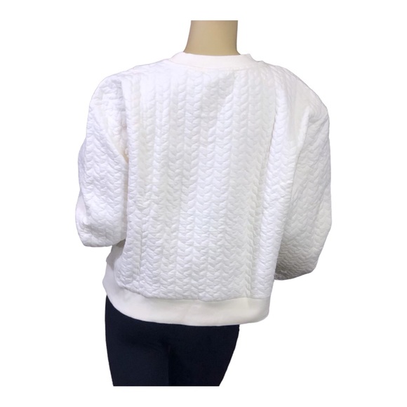 Laila Ali Cable Knit Sweatshirt Jacquard Pullover Sweater in Whisper White. NWT! - Picture 5 of 5